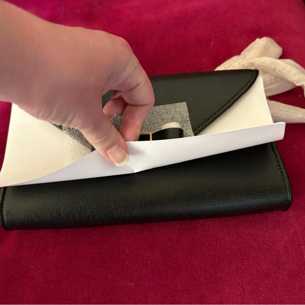 Kate Spade Black Morgan Bow Crossbody with Gold Chain & matching Cardholder